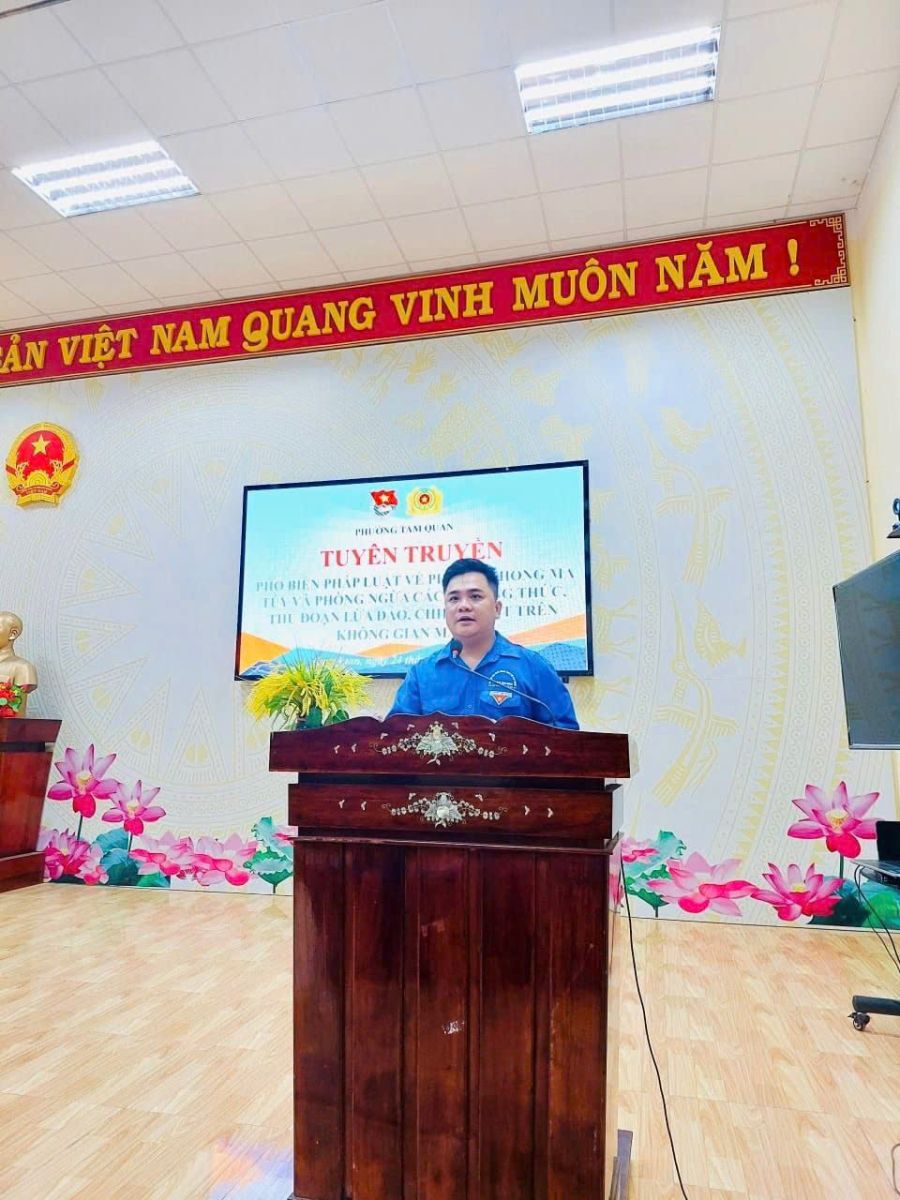 ĐOÀN PHƯỜNG TAM QUAN TỔ CHỨC SINH HOAT HÈ, TUYÊN TRUYỀN PHỔ BIẾN PHÁP LUẬT VỀ PHÒNG CHỐNG MA TÚY VÀ PHÒNG NGỪA CÁC PHƯƠNG THỨC, THỦ ĐOẠN LỪA ĐẢO CHIẾM ĐOẠT TRÊN KHÔNG GIAN MẠNG NĂM 2024